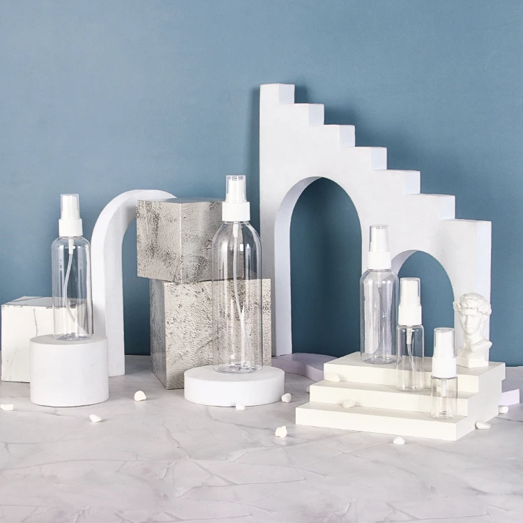 Wholesale 1oz 30ml 50ml 60ml 80ml 100ml 120ml 150ml alchohols spray bottle empty transparent alcohol PET plastic spray bottles