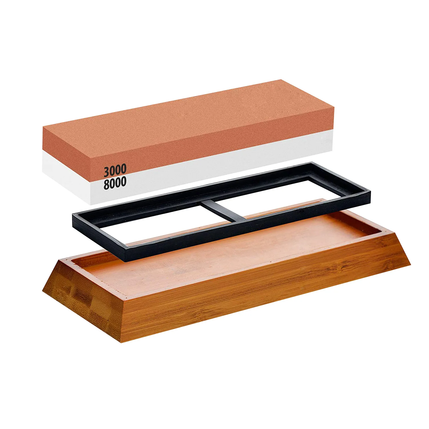 1000/6000  3000/8000  double-sided white corundum sharpening oil stone kitchen whetstone with base auxiliary knife