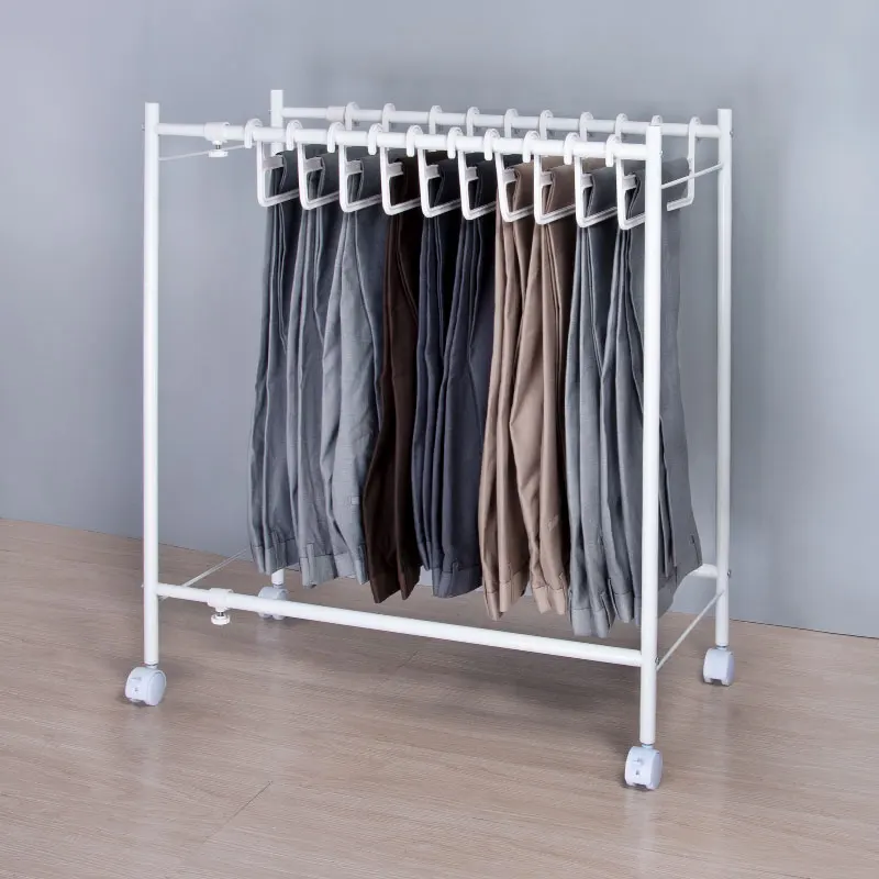 Large capacity bedroom wardrobe clothes rack telescopic double pole telescopic foldable clothes rack stand PR-50