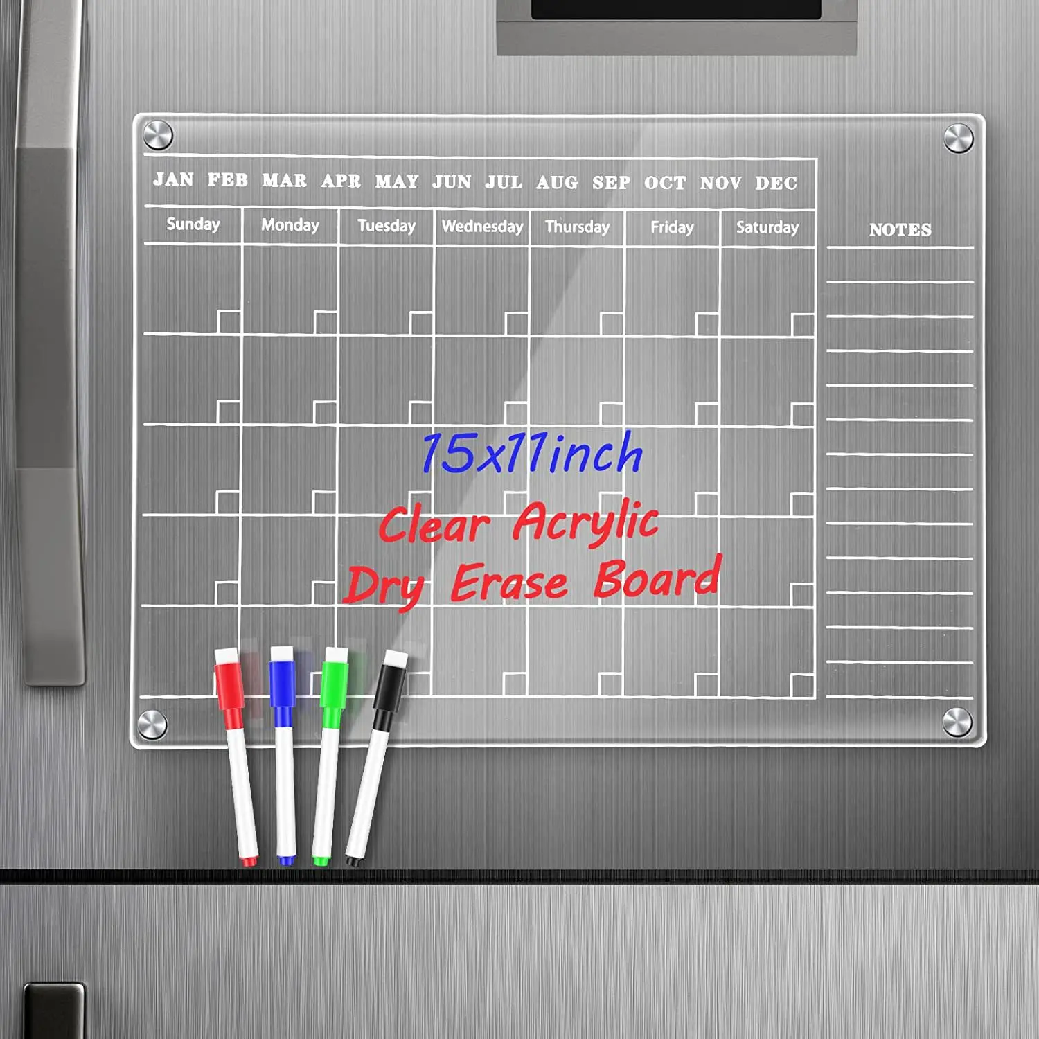 Custom Logo Weekly Calendar Planners Acrylic Magnetic Dry Erase Board for Fridge