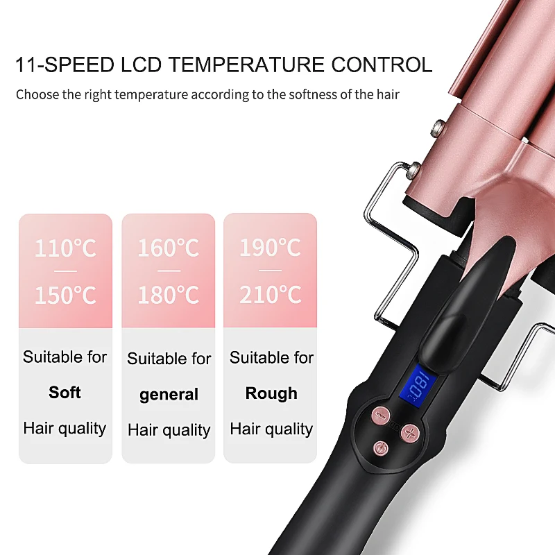 Newest pink waver soft hair roller curler heat automatic wireless hair curler