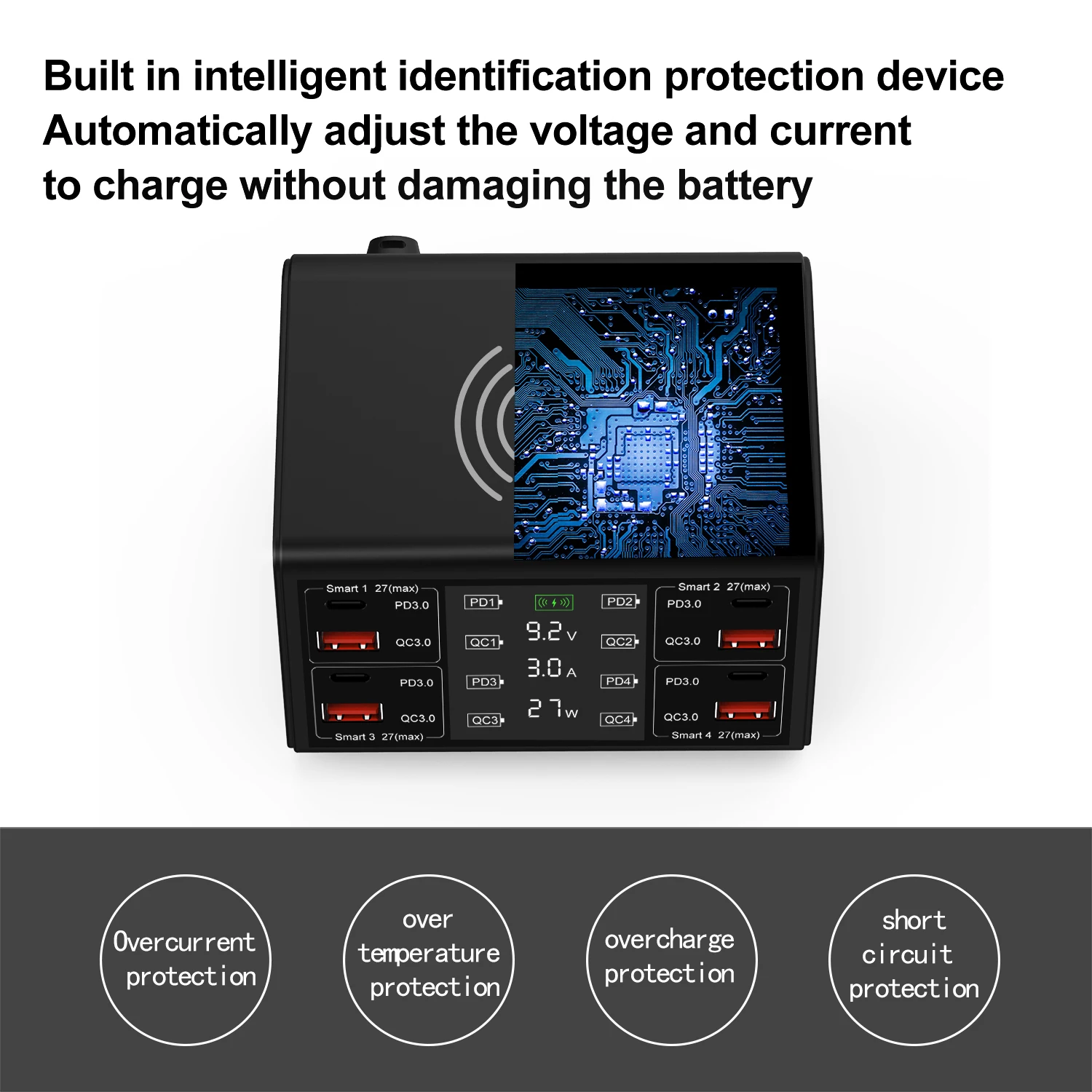 100W 8 портов Мульти устройство для быстрой зарядки с usb-портом концентратор зарядная станция iPhone 13 12 Pro Samsung IPad планшетов Xiaomi Huawei зарядное PD