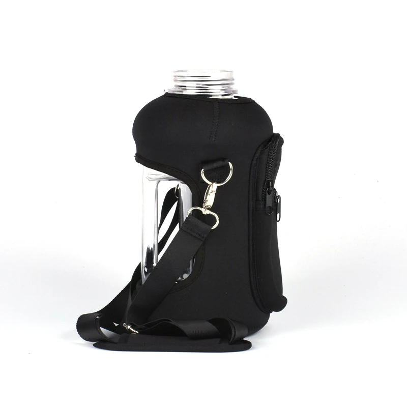 Large Reusable Neoprene Gallon 64oz Sport Water Bottle Insulated Cooler Sleeve With Shoulder Strap