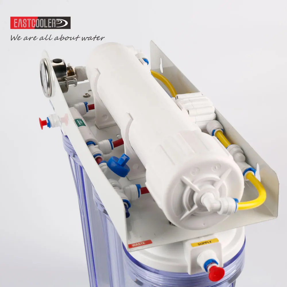 
ECRO4S-C-E02 Eastcooler 4-Stage Reverse Osmosis/Deionization (RO/DI) - Aquarium Reef Water Filter System 