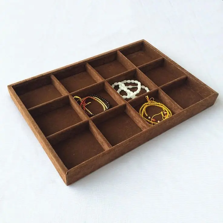 Luxury necklace display organizer case rings drawer divider velvet earring jewelry display trays