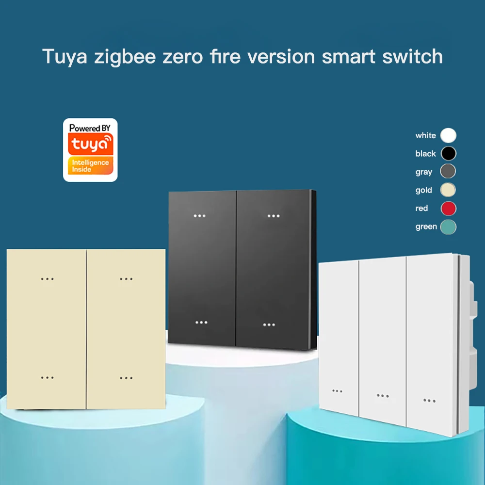 Tuya Zigbee WiFi Smart Home Switch 1/2/3 Gang 86*86mm Wall Wireless Electrical Switch App Remote Voice Control