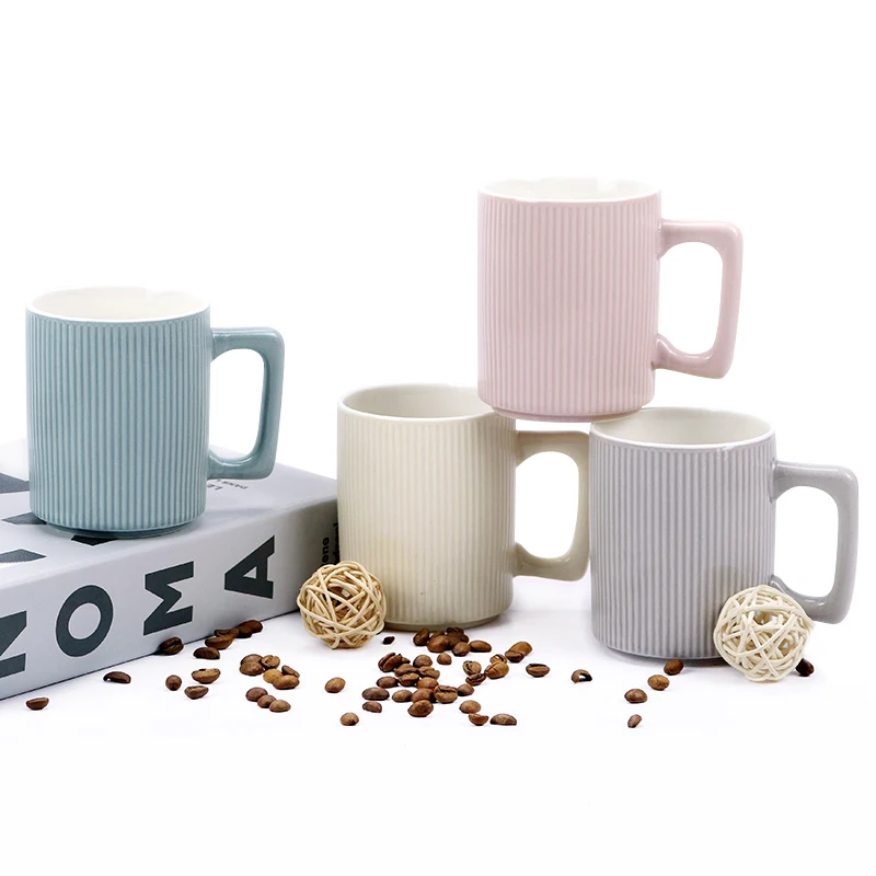 Best Selling Nordic Style Coffee Milk Tea Cups Luxury Matte Embossed Ceramic Coffee Mugs