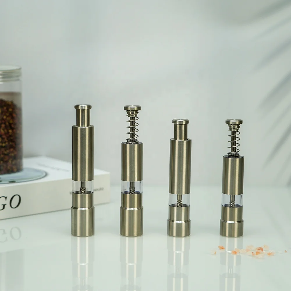 One Hand Thumb Pump Salt Pepper Mill Grinder