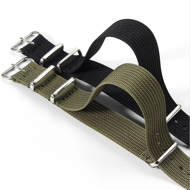 Fast Shipping Ballistic Nylon Ribbon Watch Strap 18mm 20mm 22mm Fabric Braid Nylon Ribbed Nat0 Strap