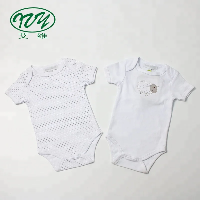 Высокое качество обычный пустой детский комбинезон Белый Короткие рукава