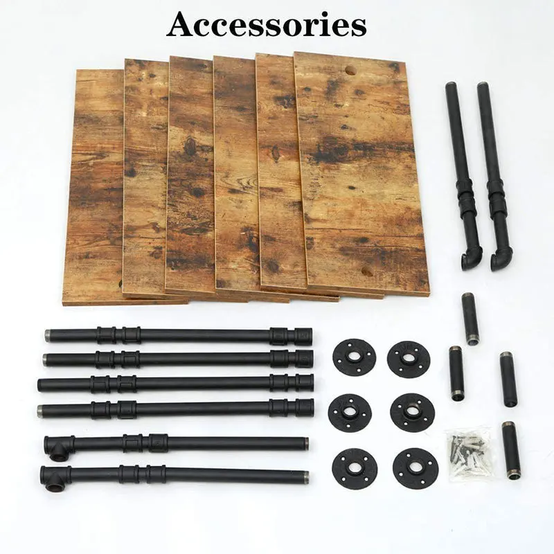 Living Room Furniture 6 Tier Ladder Book Shelves Metal Wooden Bookcase