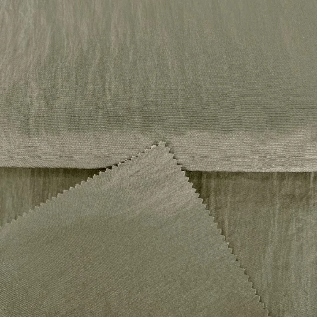 New design soft shiny wrinkle style 108gsm lightweight fabric for jackets