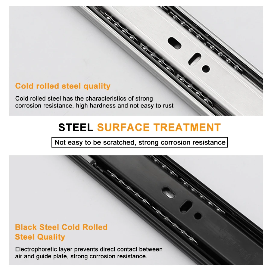 6 8 10 12 14 16 18 20 Inch Mute Stainless Steel Buffer Damping Telescopic Channel Sliding Guides Rail Cabinet Drawer Slides