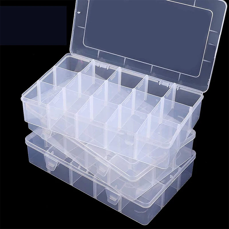NISEVEN Wholesale 3pcs/Set 15 Grids Large Tackle Box Crafts Beads Storage Boxes & Bins Plastic Storage Box with 15 Dividers