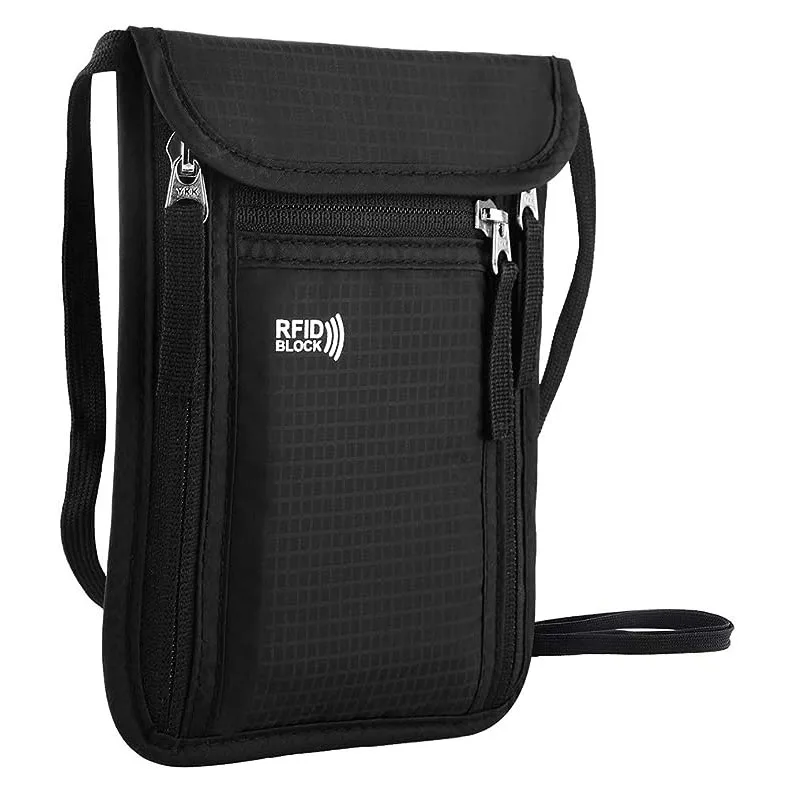 Waterproof Unisex RFID Blocking Travel Neck Wallet Pouch and Passport Holder