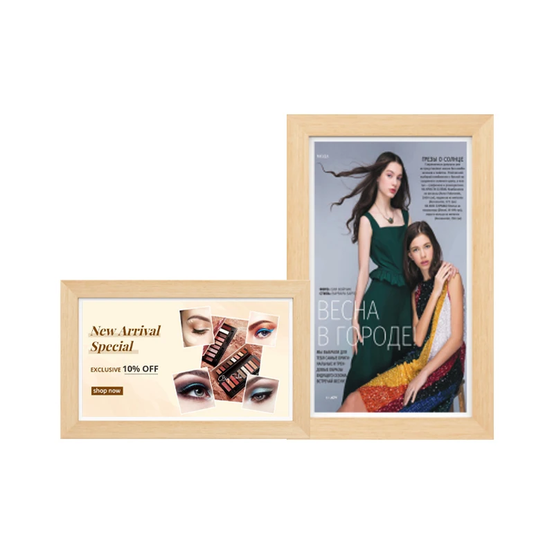 Wall-Mounted Wooden Frame Photo Video Player Digital Signage 32 Inch Touch Screen Quad Core Android Tablet with WiFi POE NFC