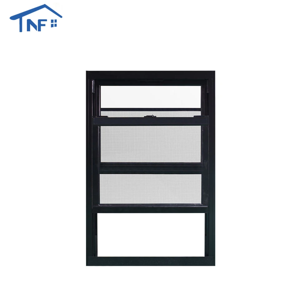 High Quality Top Thermal Break Aluminum Profile Double Glass Single Hung Sliding Windows With Grille