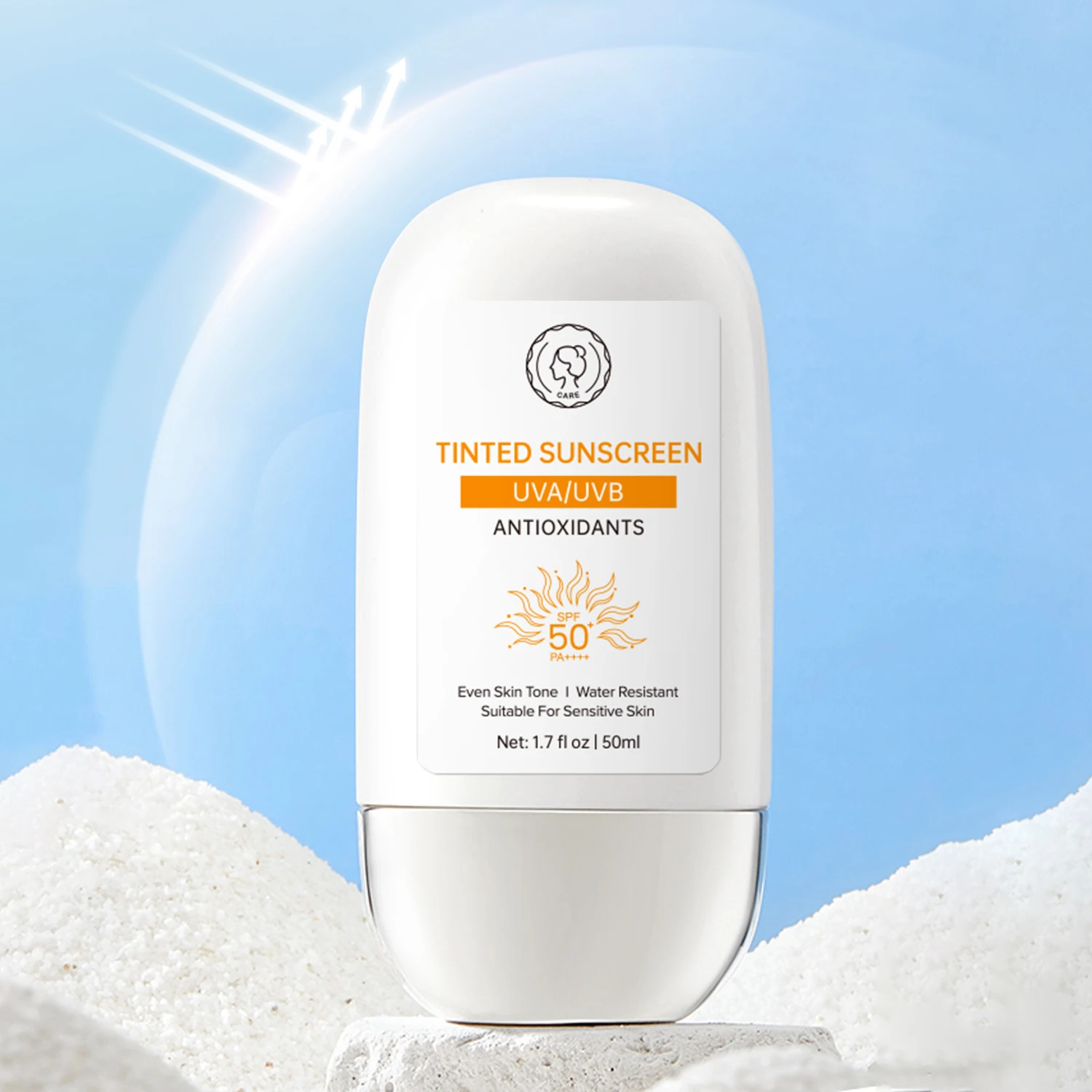 Perfectcare Private Label 50ML Moisturizing Sun Protection UVA/UVB Hyaluronic Acid Tinted Moisturizer Sunscreen Spf50 Foundation