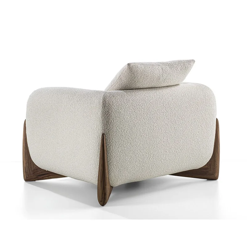 Walnut Solid Wood Leisure charis With Fabric Armchairs with Armrests Hotel Villa Living room Lounge chairs
