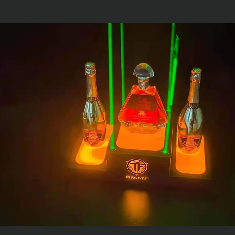 Led Green Laser Light Champagne XO Bottle Presenter Laser Glorifier Wine Rack Illuminated Bottle Display Stand