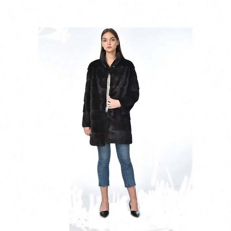 
Wholesale Fashionable Standing Collar Exclusive Adult Mink Warm Animal hot sale Winter Women Real Fur Coat 