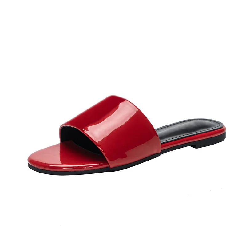 Wholesale designer brand shoes summer fashion ladies flat sandals PU leather luxury slipper for women 2024