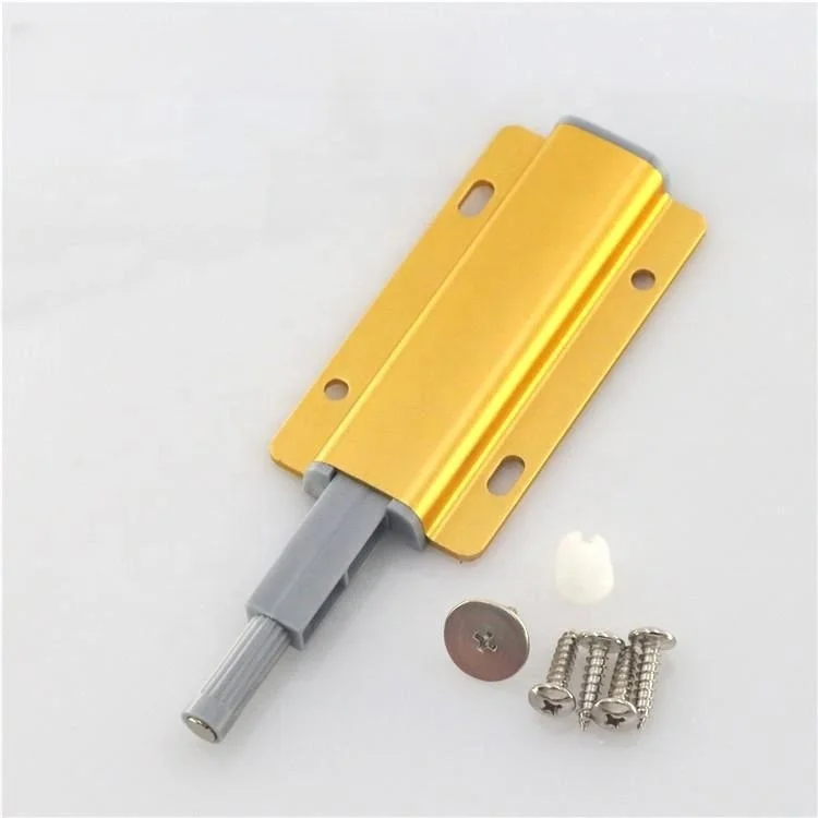 Gold Touch Rebound device with Magnetic Push to Open System Aluminum Alloy Silver Cabinet Door Closer Handle free Door Damper