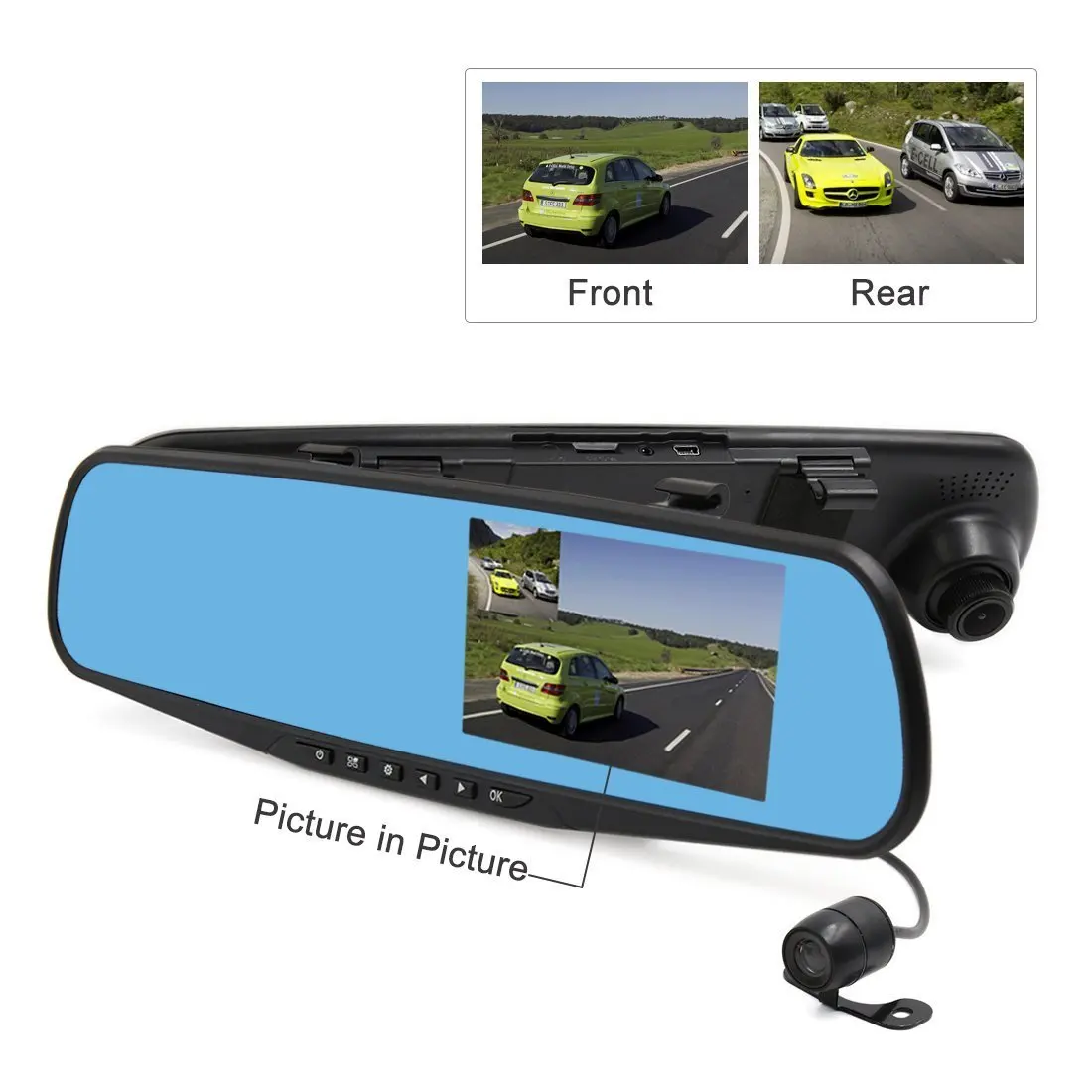 7 inch full 1080p hd 3G rearview mirror gps android 5.0 blue tooth dash camera
