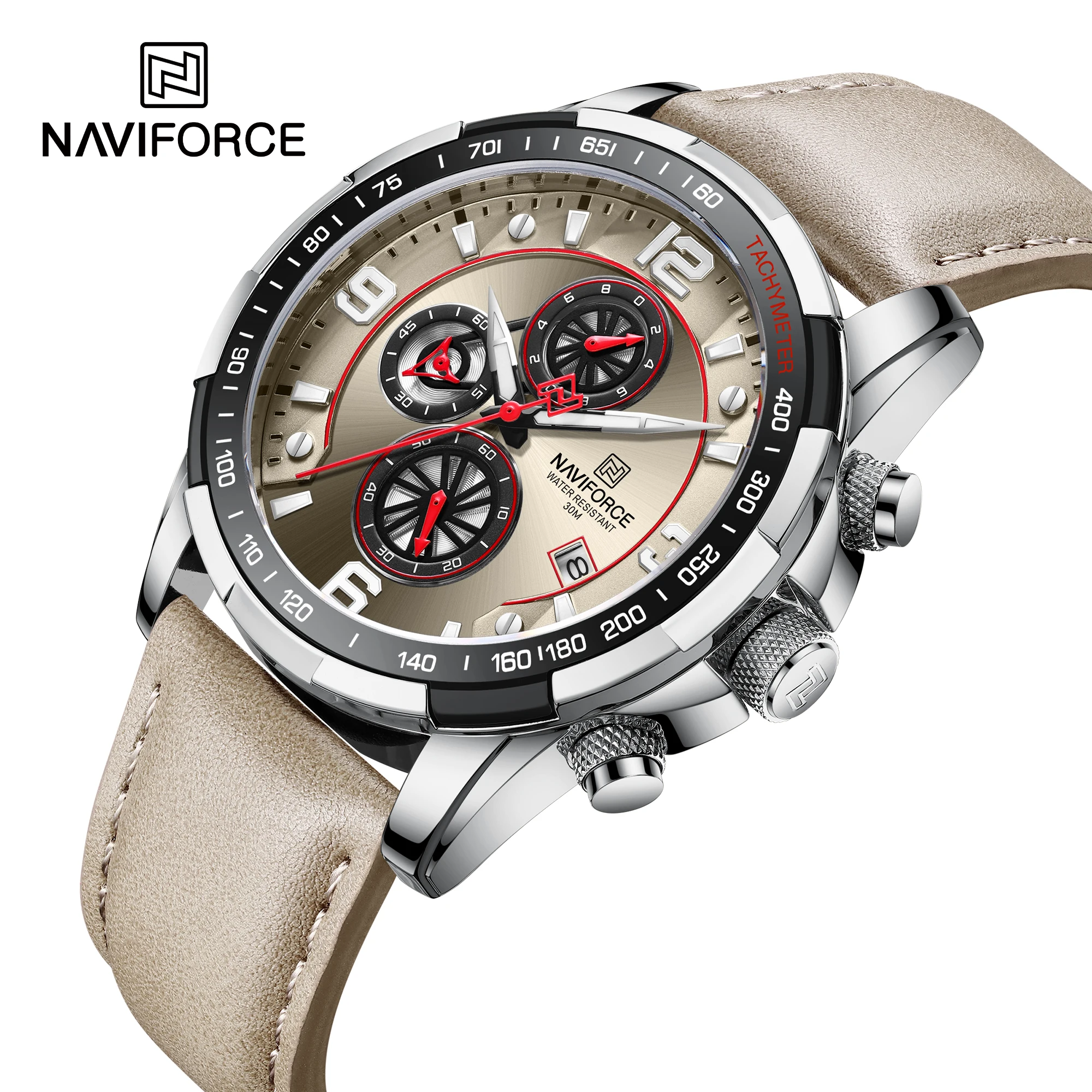 Новый Naviforce часы для мужчин модные светящиеся стрелки Календарь Водонепроницаемые Часы 6-контактный переходник с внутренней кварцевый механизм спортивные мужские 8020