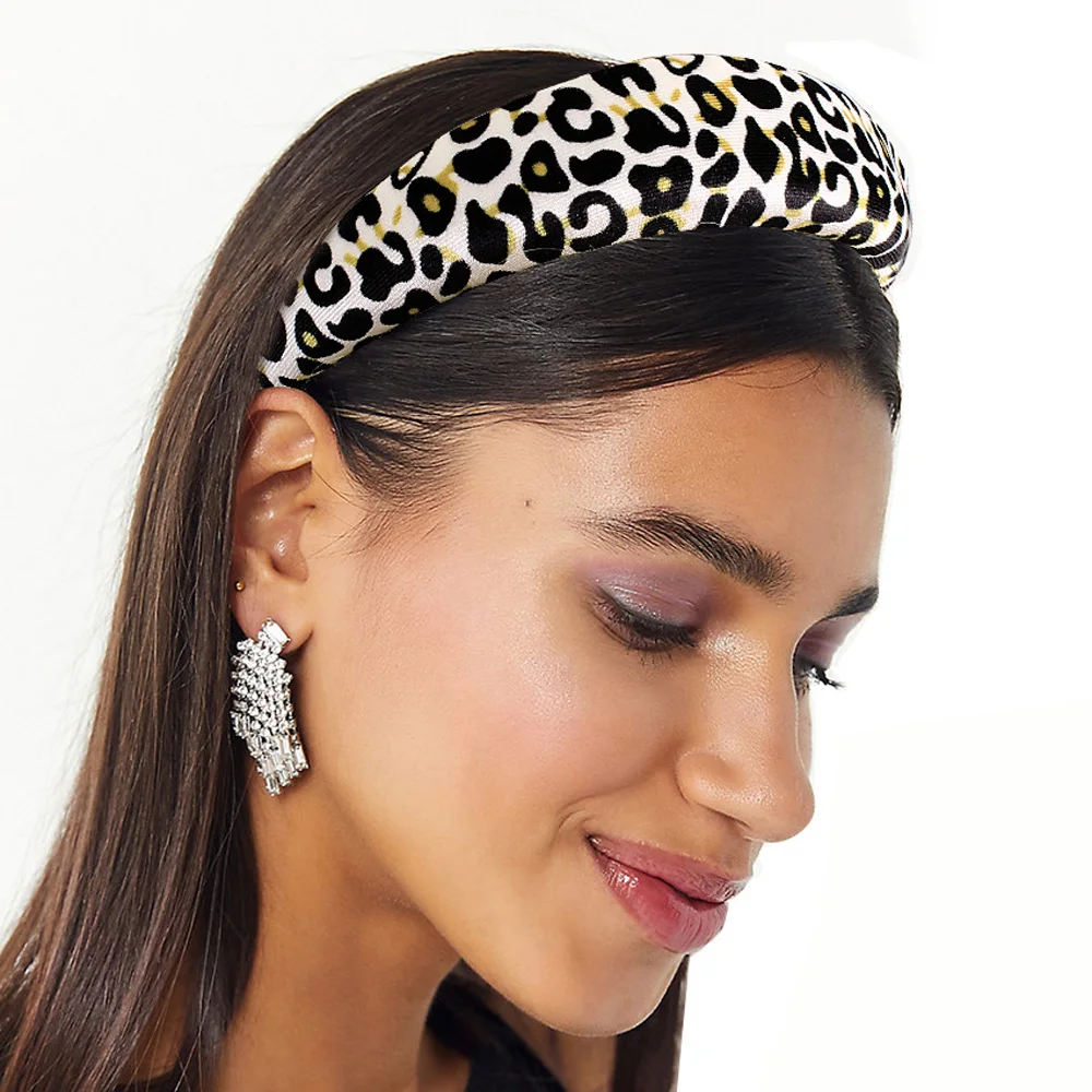 10pcs Leopard Sponge Padded Headbands Women Hair Accessories Velvet Fabric Covered Head Band Fashion Headwear Plastic Hairbands
