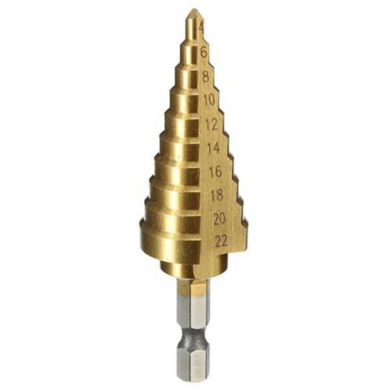 1Pc High-speed Steel Step Cone Dril Bit 4-22MM HSS Hexagonal Shank Titanium Step Cone Drill Bit for Drilling Holes