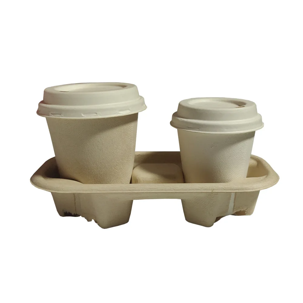 Biodegradable Compostable Sugarcane Bagasse Pulp Coffee Cup with lids