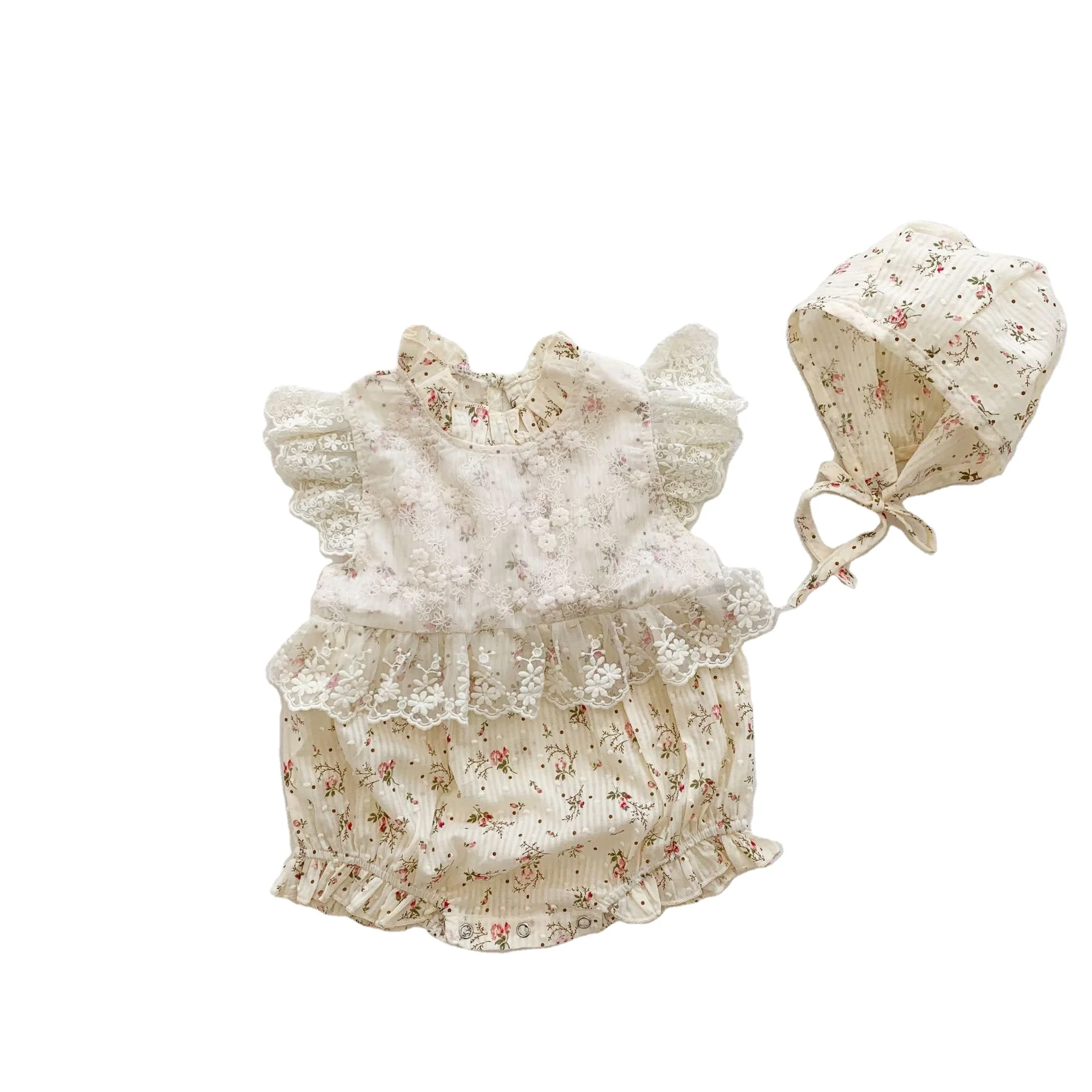 Floral 2022 Baby Born Infant Girl Clothes Next Manufacturers Lace Linen Romper Wholesale-newborn-baby-clothes Kids Bodysuit