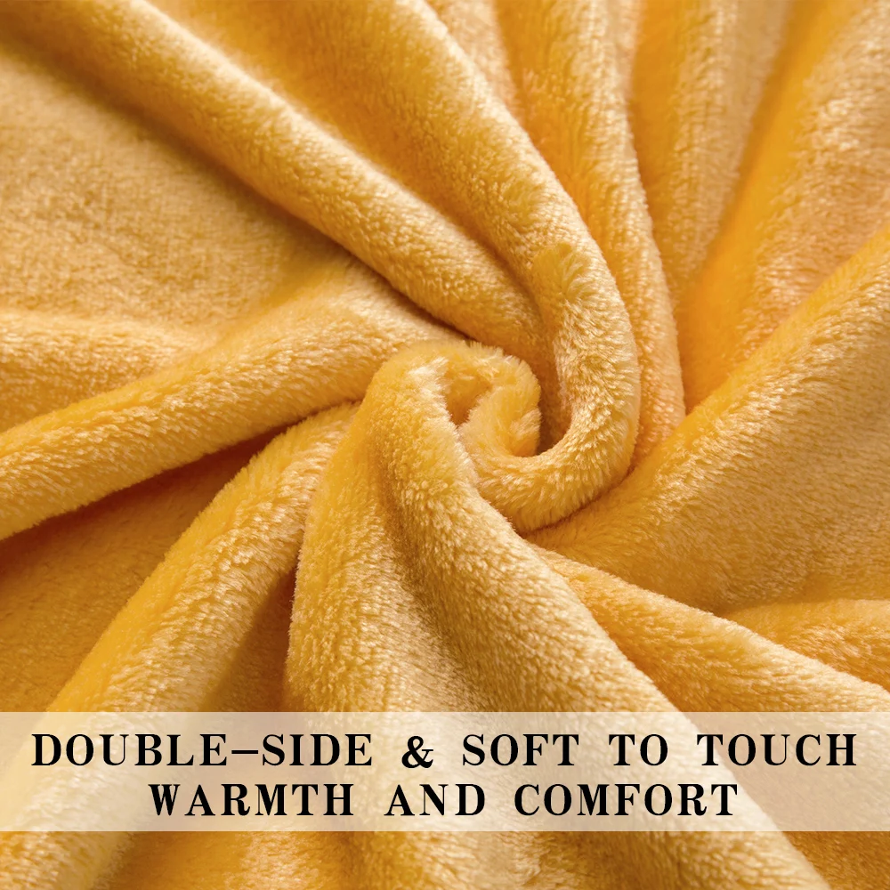 Throw Blanket Hot Selling Comfortable Blankets Any Size Customization For Bedding Wholesales Flannel Fleece Blanket Yellow