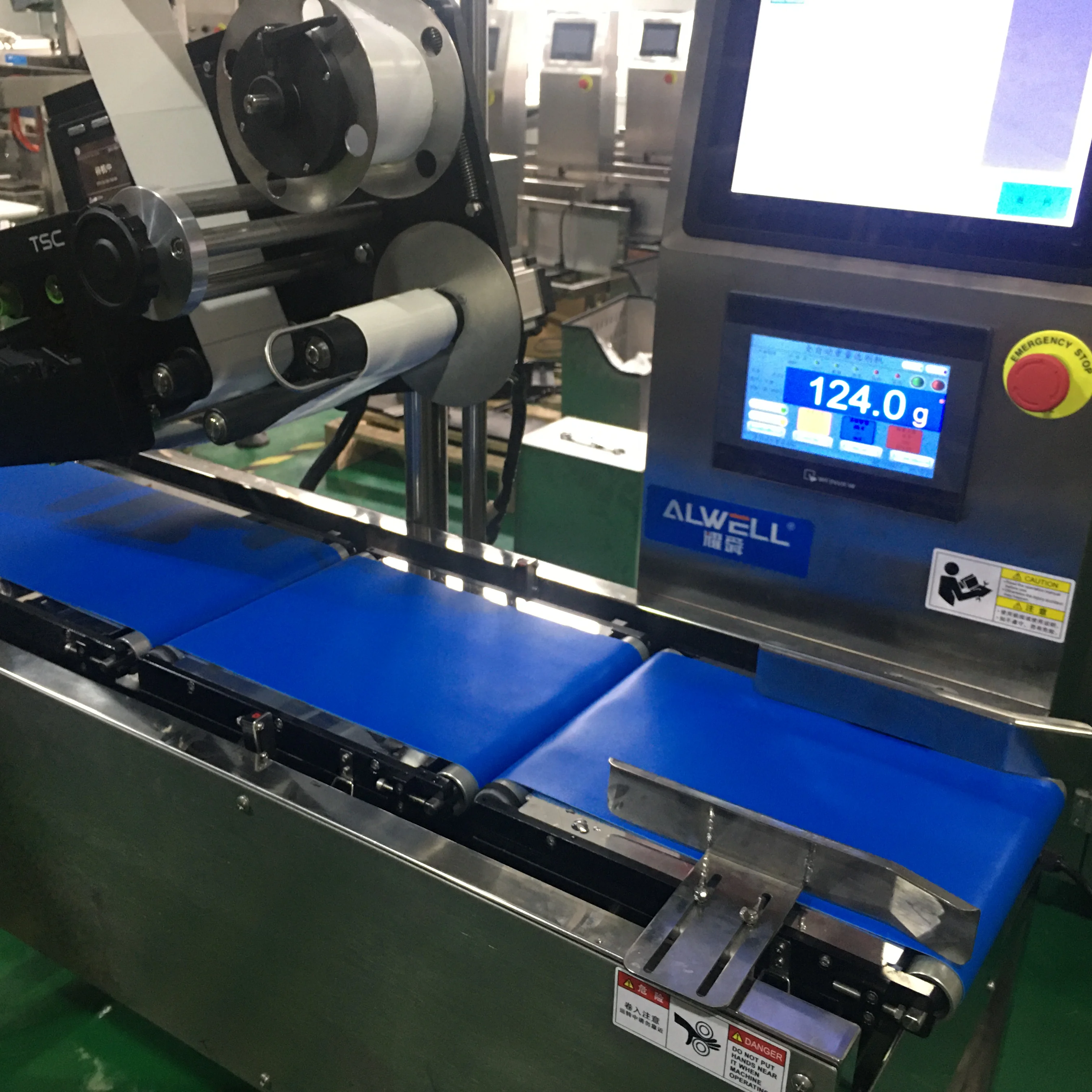 Checkweigher labeling machine RS232 ERP system check weigher printing labeling machine price label printing machine