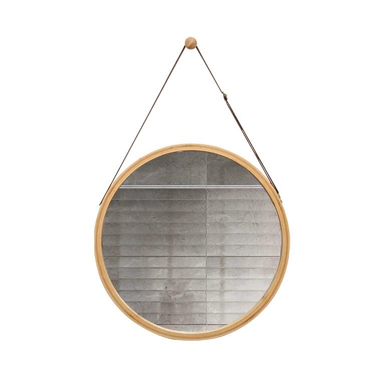 
Bamboo Frame Hanging Round Mirror Wall Mounted for Bathroom/ living room/ Entryway 