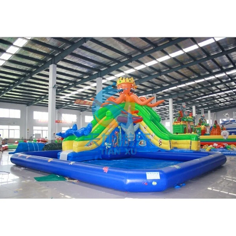 Most Popular Kids Wet Theme Animal Floating Tray Inflatable Water Slide With Stair And Big Pool