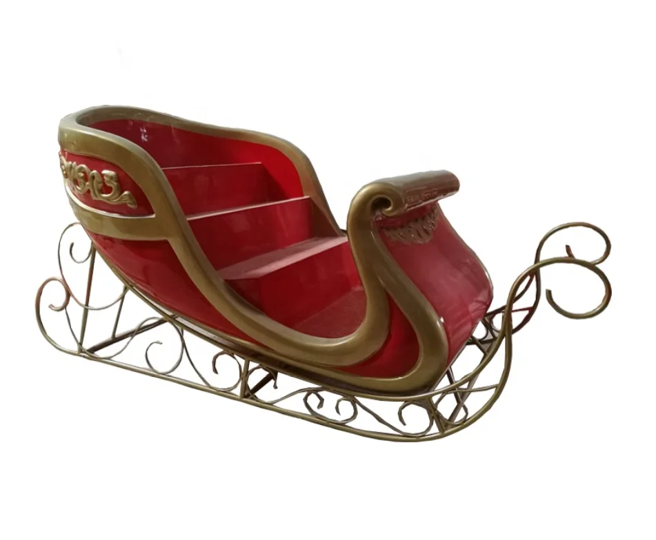 Commercial Fiberglass Statue Resin Ornaments Large Outdoor Decorations Giant Christmas Santa Life Size Sleigh