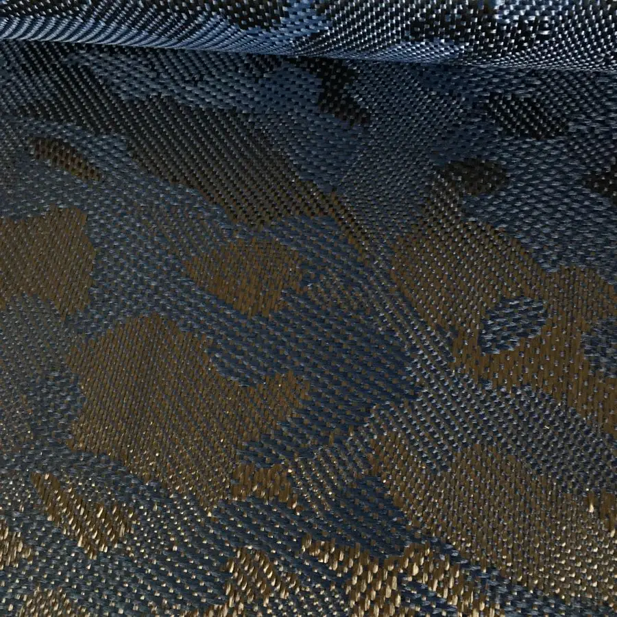 Width 1000mm Blue Camouflage Jacquard Carbon and Aramid Hybrid Fiber Fabric