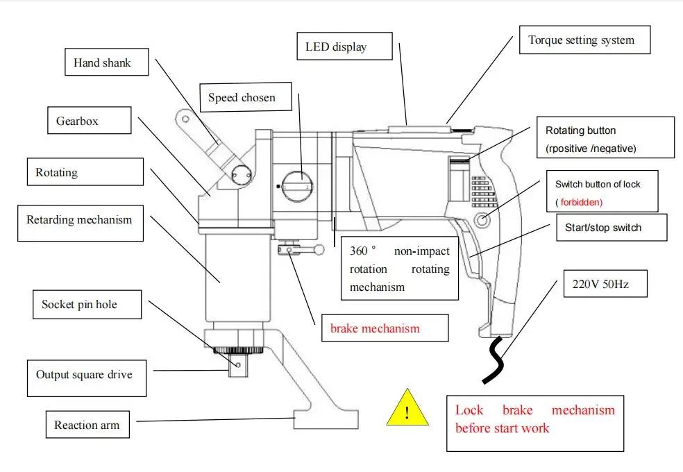 KSEW-12A 1200Nm 1 inch Digital 220V Electric Torque Wrench with LCD Screen and Angled Arm