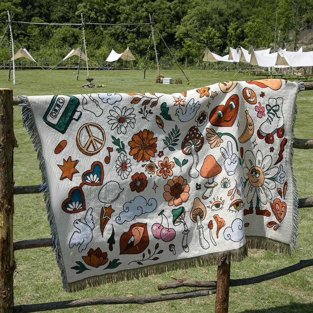 Double Sided 100% handmade cotton Woven Sofa Couch Furniture Aesthetic  woven tapestry//