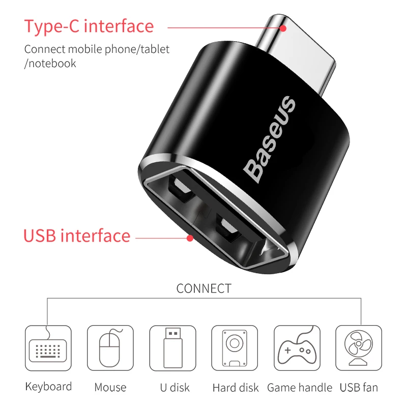 Переходник Baseu.s OTG USB мама-Type C