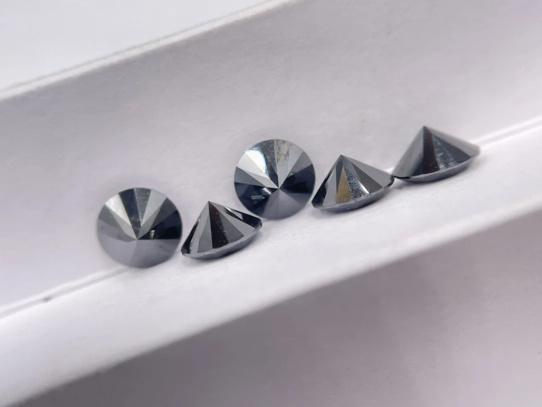 Wholesale Price 0.3-5ct Natural Black Color Loose Moissanite Diamond 4-11mm Black Round Cut Moissanite
