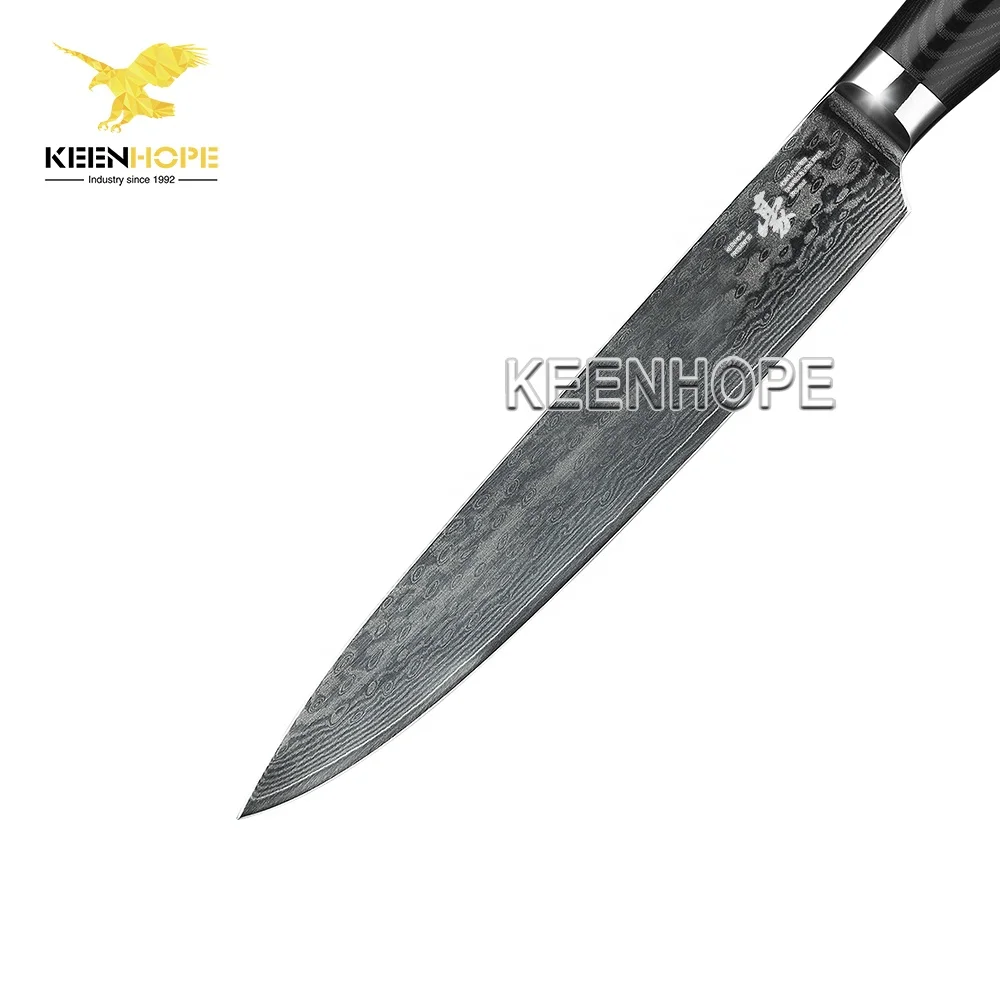 67 Layers Damascus Steel 5 inch Utility knife With VG10 Steel Core Micarta Wood Handle Damascus Kitchen Knife HEROISM