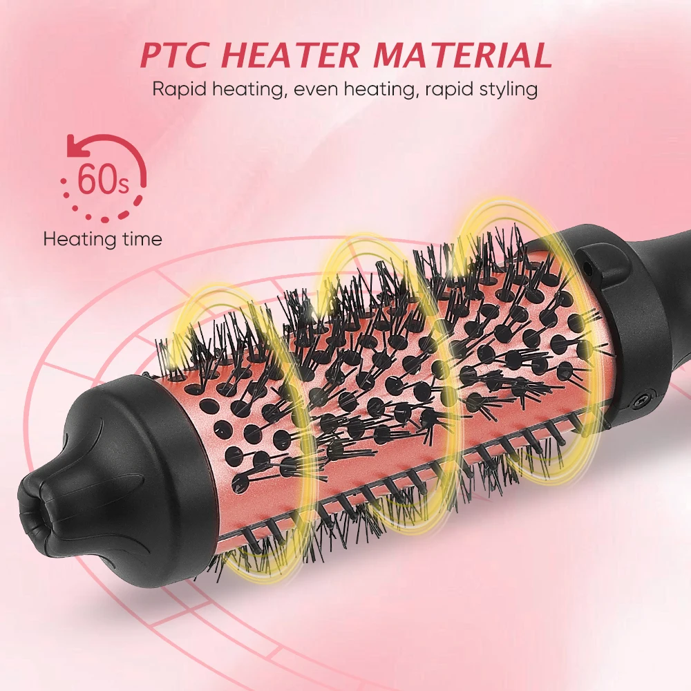 Thermal Brush Electric Hot Comb Straightener Comb Curling Iron Ceramic Round Brush Ionic 38mm Volumizing Heated Brush