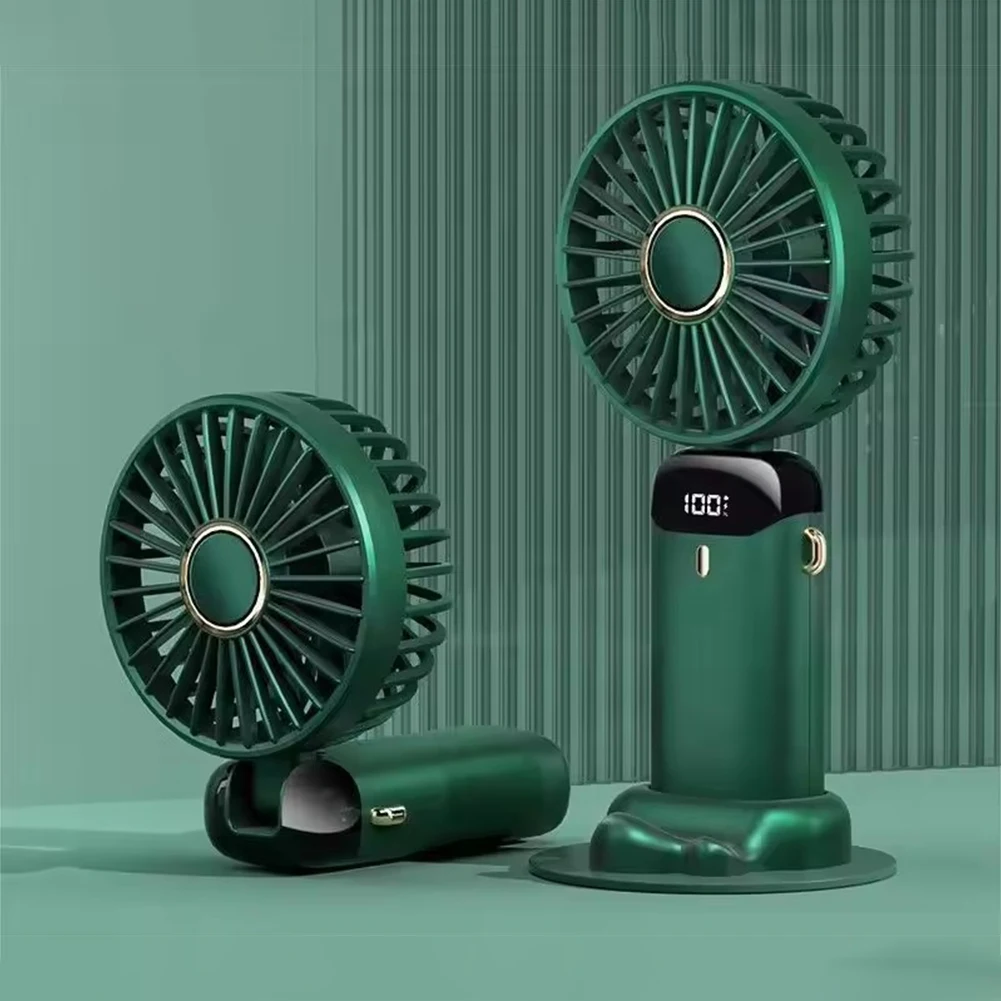 N15 Hand Held Fan With Led Digital Display Screen Hand Held Fan With Holder Desktop Adjustable Fan