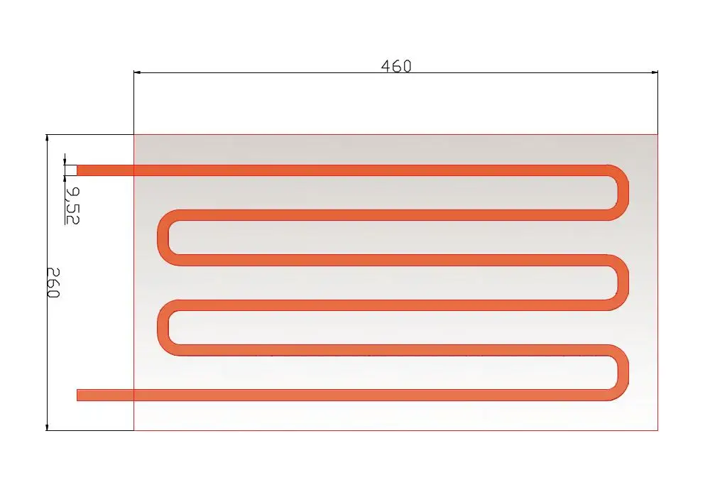 Battery pack cold plate Copper tubes water cooling plate 260*460*20mm