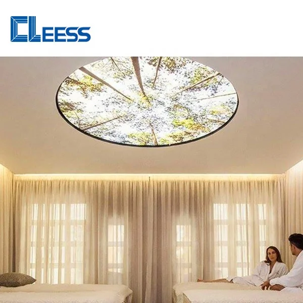 Tension Fabric Illuminated Ceiling Suspended Round SEG Led Light Box Aluminium Alloy Poster Frameless Lightbox