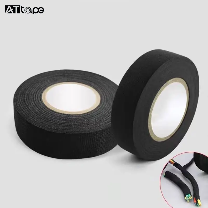 Custom Black Heat Resistant Auto Wire Harness Cloth Strong Adhesive Tape Cloth Car Electrical Tape Wire Harness Wrapping Tape