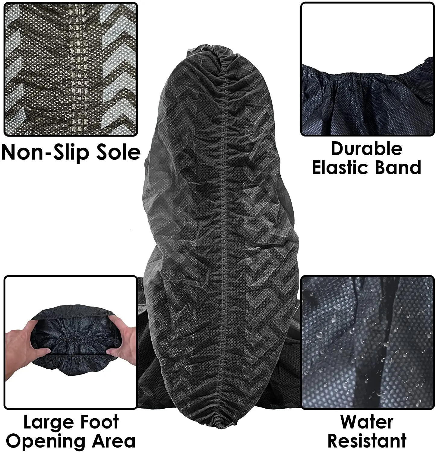 Anti-skid PP+CPE Surgical Medical Black  Shoe Cover Hospital use Disposable Boot Cover